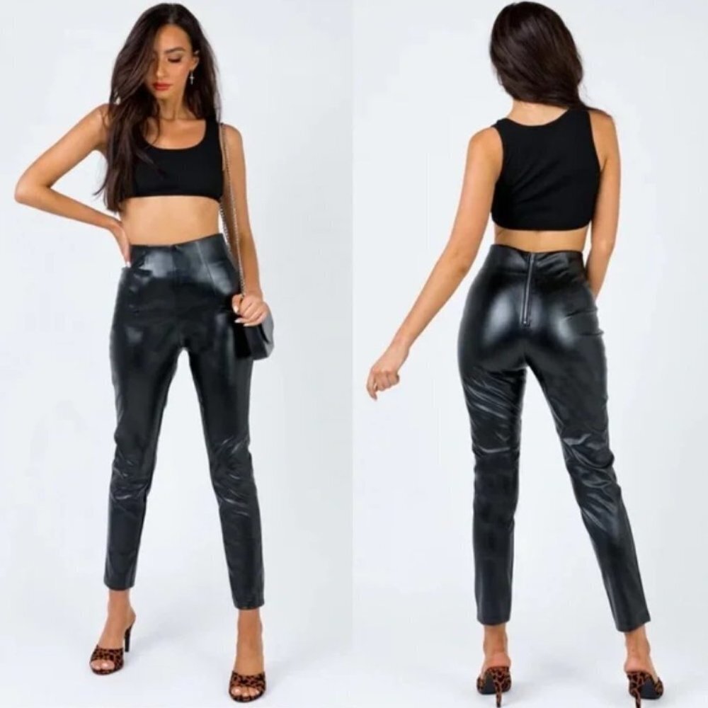 NWT Princess Polly Lyra Faux Leather Pants in Black